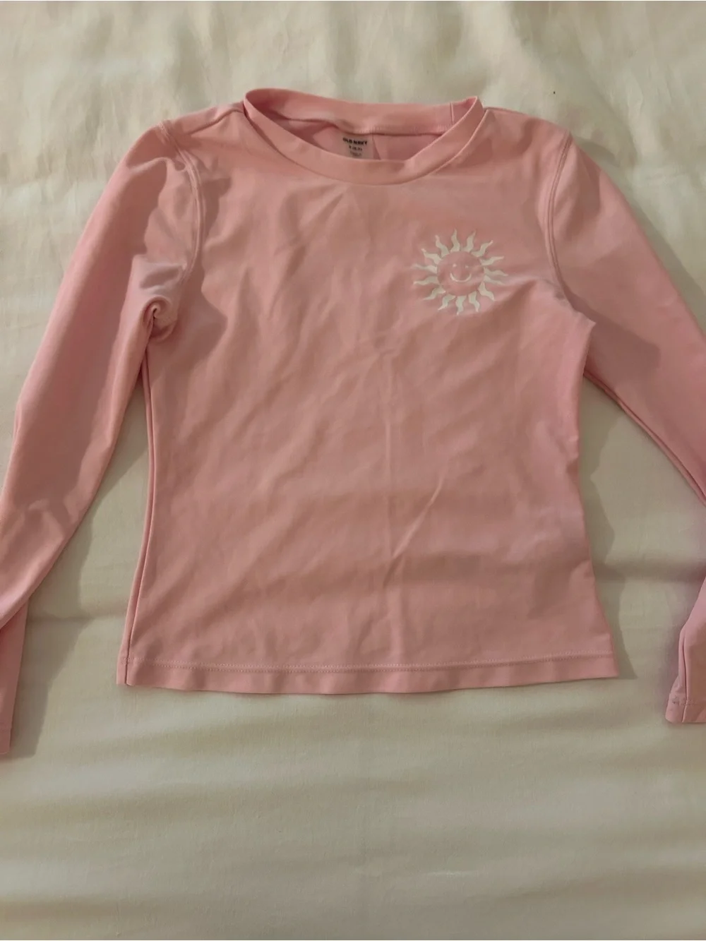 Old Navy Pink Long-Sleeve Girls' Rashguard with Sun Graphic